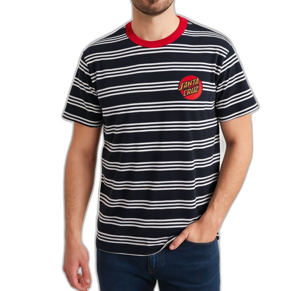 Santa Cruz Men’s Striped Logo Ringer T-Shirt | Size Medium